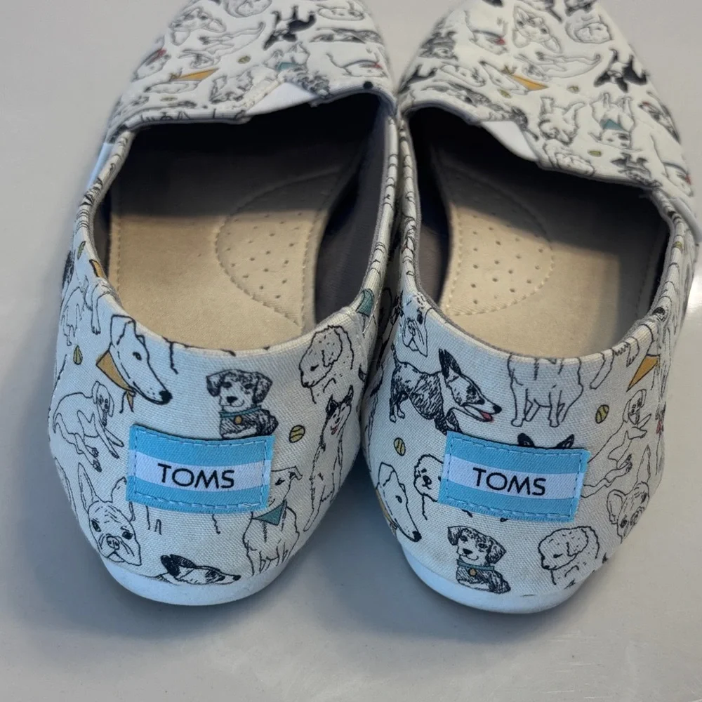 TOMS Slip-On Canvas Shoes with Multicolor Dog Print - Cream - Picture 5 of 8
